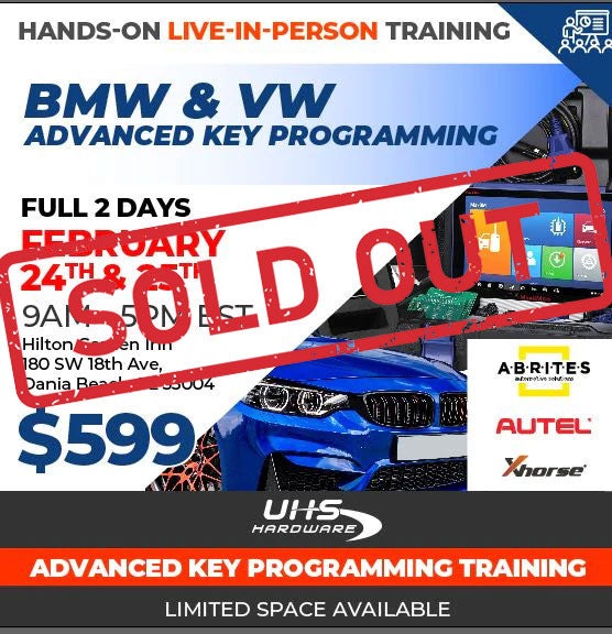 Hands-On Live In-Person Training - BMW & VW Advanced Key Programming - 2 Day Course - Optional Single Day (Feb 24th and 25th, 9AM to 5PM EST - Hollywood, Florida)