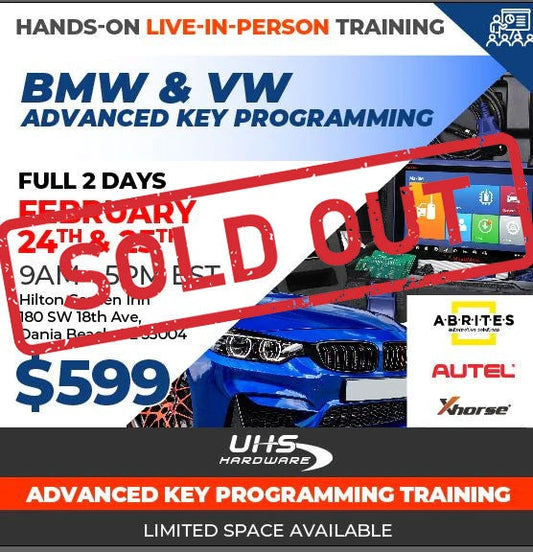 Hands-On Live In-Person Training - BMW & VW Advanced Key Programming - 2 Day Course - Optional Single Day (Feb 24th and 25th, 9AM to 5PM EST - Hollywood, Florida)