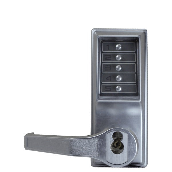Simplex - LL1041B - Mechanical Push button Cylindrical Lever Lock - Entry/Passage - 2-3/4" Backset - Less Core - Satin Chrome LH/LHR