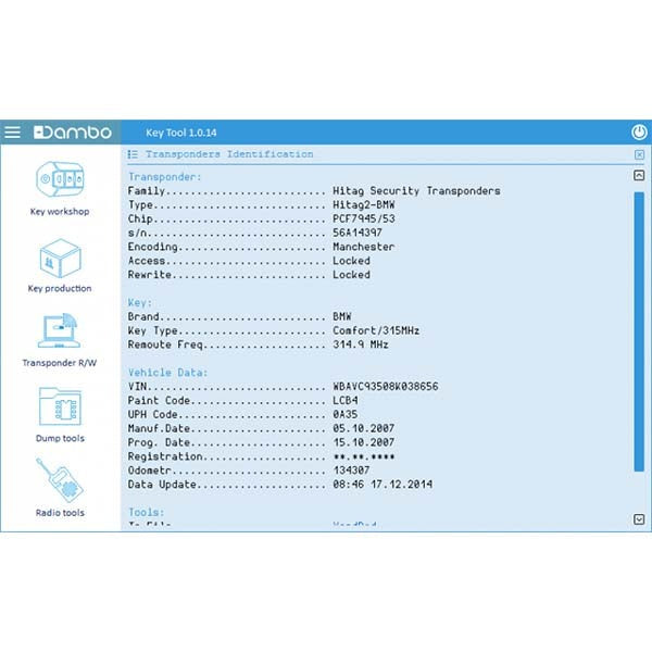 Dambo Key Tool - Key Cloner - Transponder Programmer - Read / Write Chips