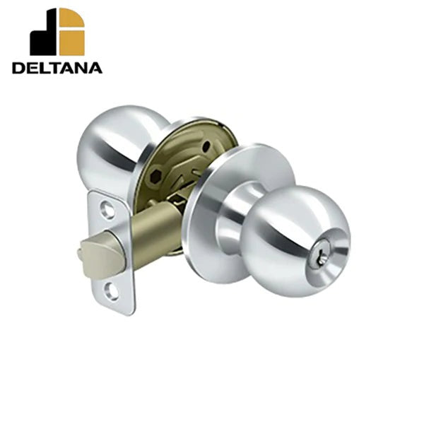 Deltana - Round Knob Entry - 2-3/8" Backset - 1-3/8" - 2" Door Thickness - Universal Handing - Optional Finish
