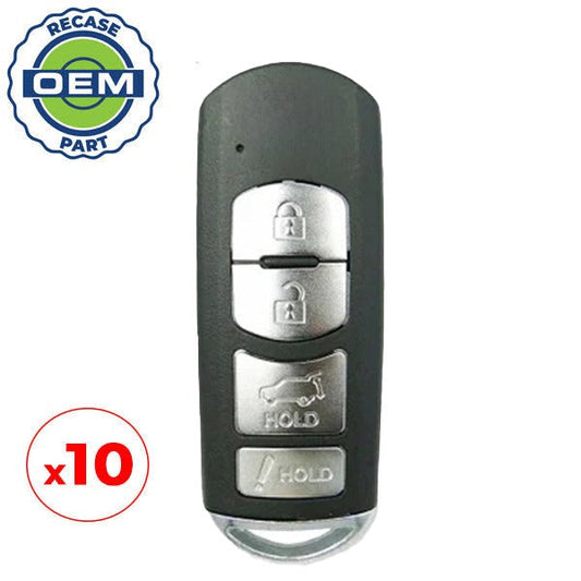 10 x 2016-2019 Mazda CX-5 CX-9 / 4-Buttons Smart Key / PN: TK52-67-5DY / WAZSKE13D02 (OEM Recase)