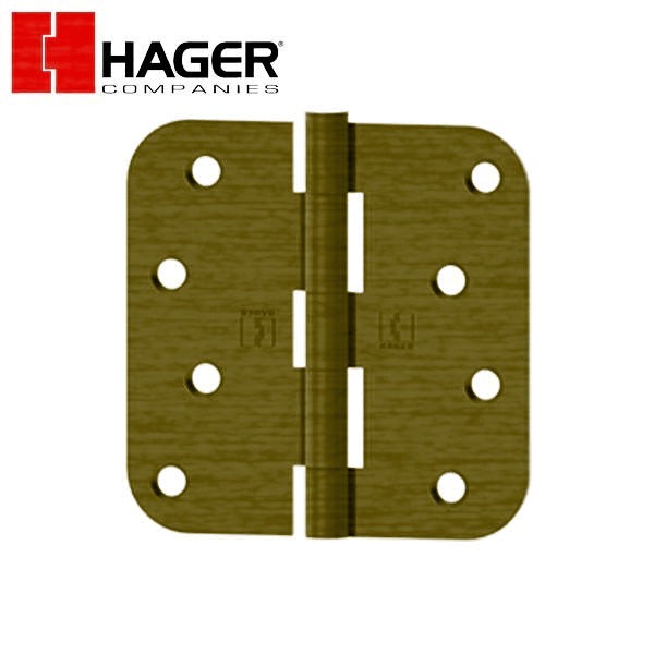Hager - RC1842 - 5-Knuckle - Round Corner 5/8" Radius - Plain Bearing with Fasteners - 4" x 4" - Optional Finish - Optional Pin Function
