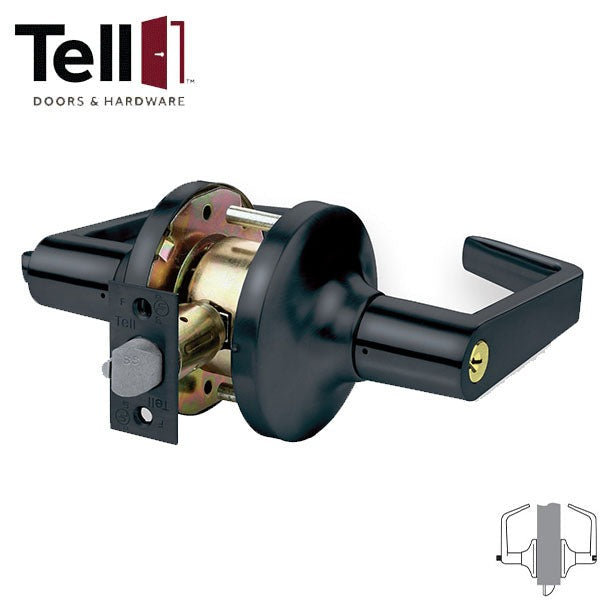 TELL - CL102912 - LC2400 Series Heavy Duty Cylindrical Leverset - Matte Black - 2-3/4" Backset - Cortland Lever - Grade 2 - Optional Function