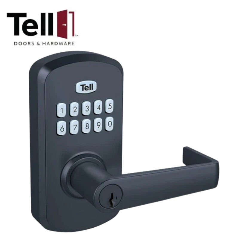 TELL - LE2000 Cortland Lever - Electronic Key Pad - Smart Key Security - SC1 - US19 Black Finish