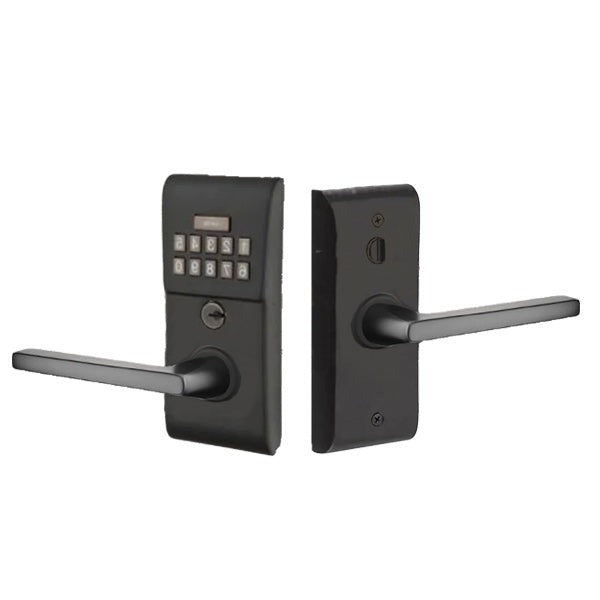 EMTEK - E2020 - Electronic Keypad Leverset - Helios Lever -Optional Handing - Up to 20 User Codes - Flat Black