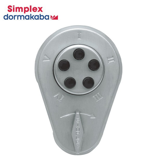 Simplex - 900 - Mechanical Pushbutton Deadbolt Lock - 1-3/4" to 2-1/8" Door Thickness - Satin Chrome