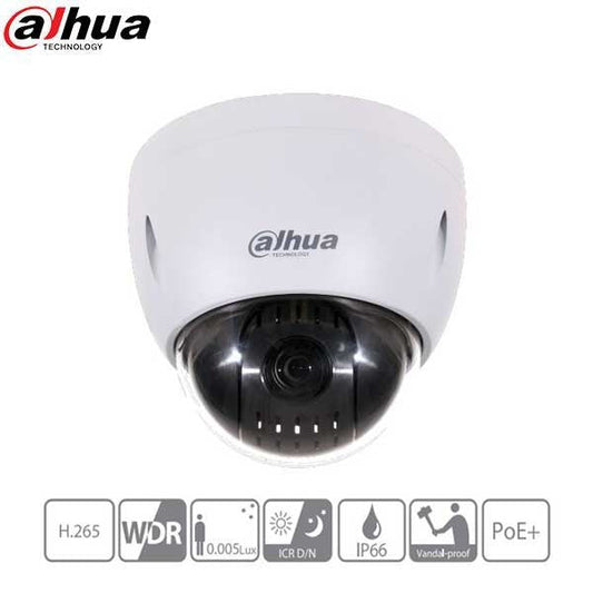 Dahua / IP / 2MP / PTZ Dome Camera / Motorized Varifocal / Starlight / 12x Zoom / 5.3-64mm Lens / WDR / IP66 / IK10 / DH-42212TNI