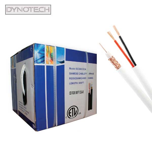 DynoTech - 750060 - RG59 + 2DC - Siamese CCA Cable - 500ft - White