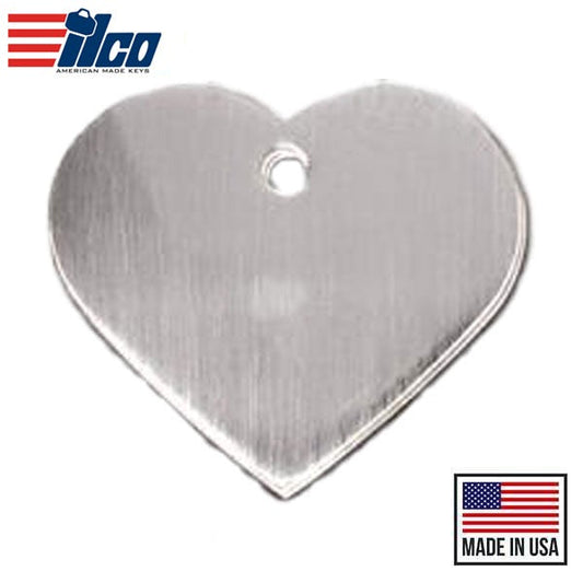 Ilco - Tag - Heart 1L - Large Chrome Plated Heart shape - Replacement Dog Tags / Cat Tags (Bundle of 10)