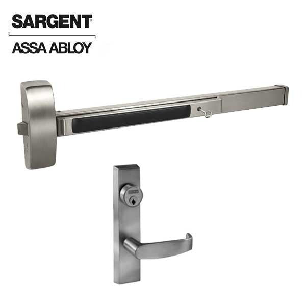 Sargent - 8804F - Rim Exit Device with Trim Lever - Fire Exit - Satin Stainless Steel - Night Latch - 36" - Grade 1
