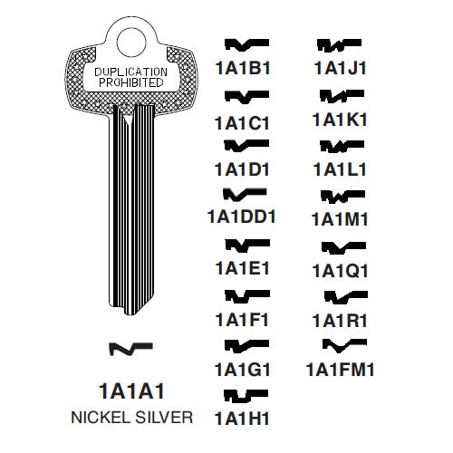 Ilco - 1A1C1 - BEST C Key Blank - 6 or 7 Pin