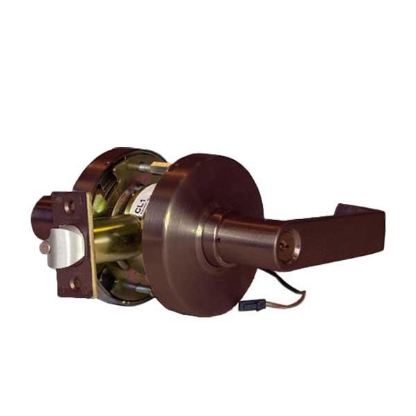 Command Access - Electrified Cylindrical Clutch Lever Set - Fail Secure - Storeroom - L6 Lever - 12/24V - Duronatic Bronze - Grade 1