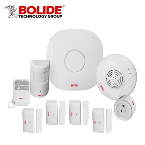Bolide - Wireless Alarm Security Kit - 9 Pieces - Motion Sensors / Smart Plug / Central Hub - Self monitored security system - App Controlled - White