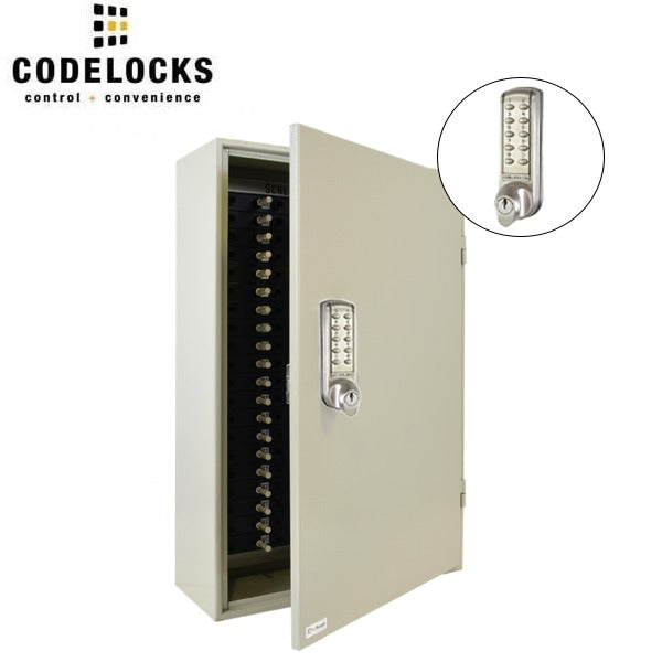 CodeLocks - Key Control Hook Key Control Cabinet w/ CL2255 - Brushed Steel - Electronic Lock - Tubular Mortise Latch - Optional Lock Prep - Optional Size