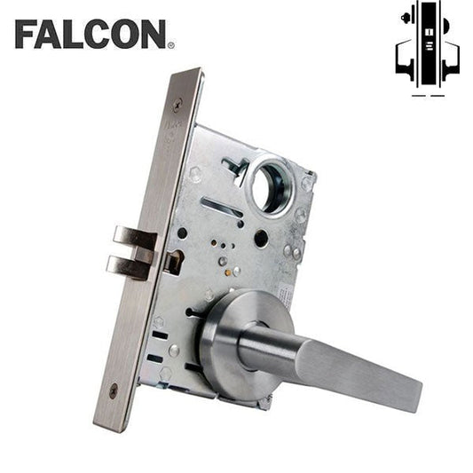 Falcon - MA521B - Cylinder Mortise Latch Bolt - Entrance - Right Handed - SFIC - Dane Lever - GALA Rose Trim - Satin Chrome - Fire Rated - Grade 1