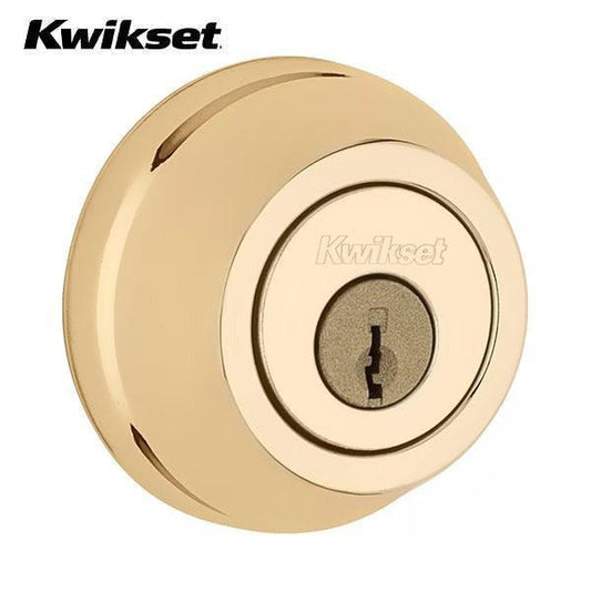 Kwikset - 780 - Residential Deadbolt - Single Cylinder - Round Rose - 3 - Polished Brass - KW1 - Grade 2