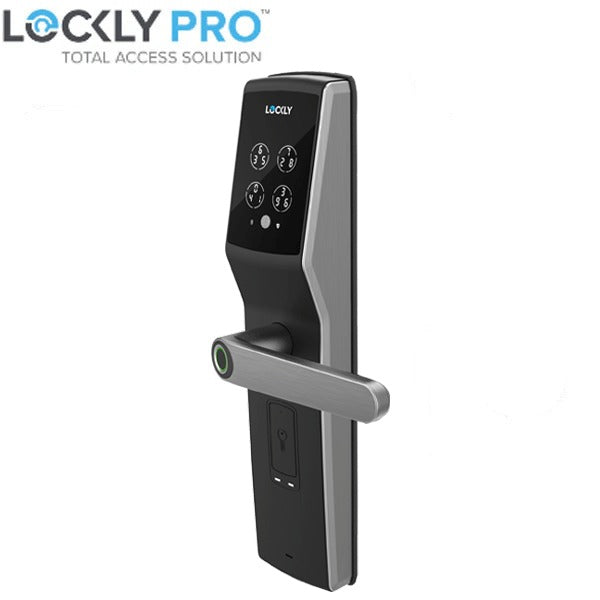Lockly - PGD829BFSG - Secure Lux - Mortise Smart Lock - Fingerprint Reader - Touchscreen Keypad - RFID Card - Bluetooth App Controlled - Space Grey