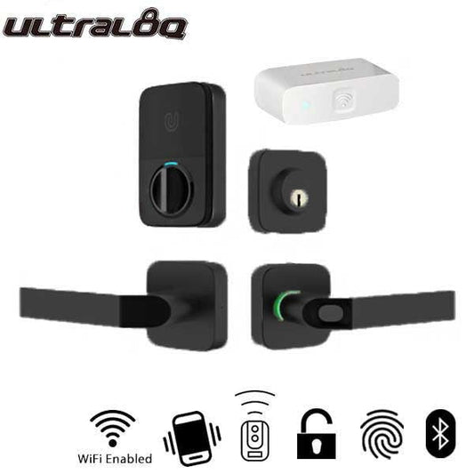 Ultraloq - Electronic Smart Combo Lever Set w/ Wi-Fi Bridge - Finger Print Reader - Bluetooth - Prox Key Fob Access