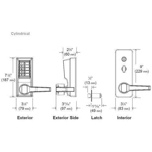 Simplex - LL1031 - Mechanical Pushbutton Cylindrical Lever Set - Passage - 23⁄4" Backset - Antique Brass - LH/LHR