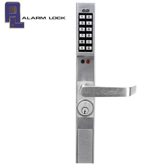 Alarm Lock Trilogy - DL1300ET - Narrow Stile Keypad Lever Lock Exit Trim w/ Audit Trail - 26D - Satin Chrome - Grade 1