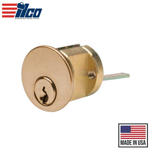 Ilco - 7075 - RIM Cylinder - 5 Pin - 1 1/8" - Segal 9 - KD - 03 - Bright Brass - Grade 1