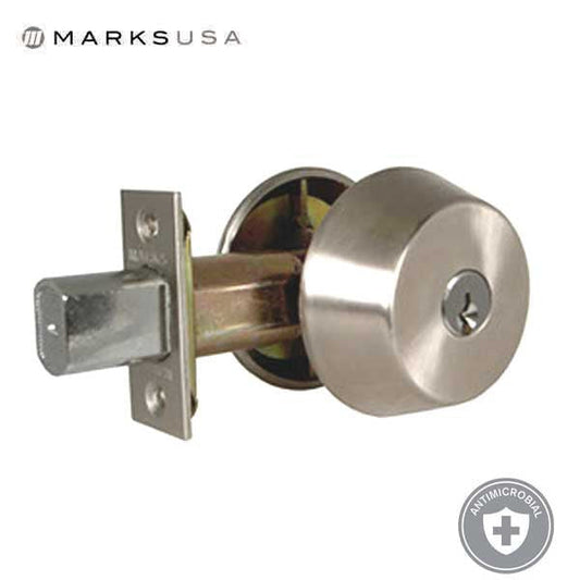 Marks USA - 130S - Classroom Single-Cylinder Deadbolt - Anti Microbial Finish - 2 3/4" Backset - 32D - Satin Stainless Steel - Entrance - 2" Doors - Grade 1