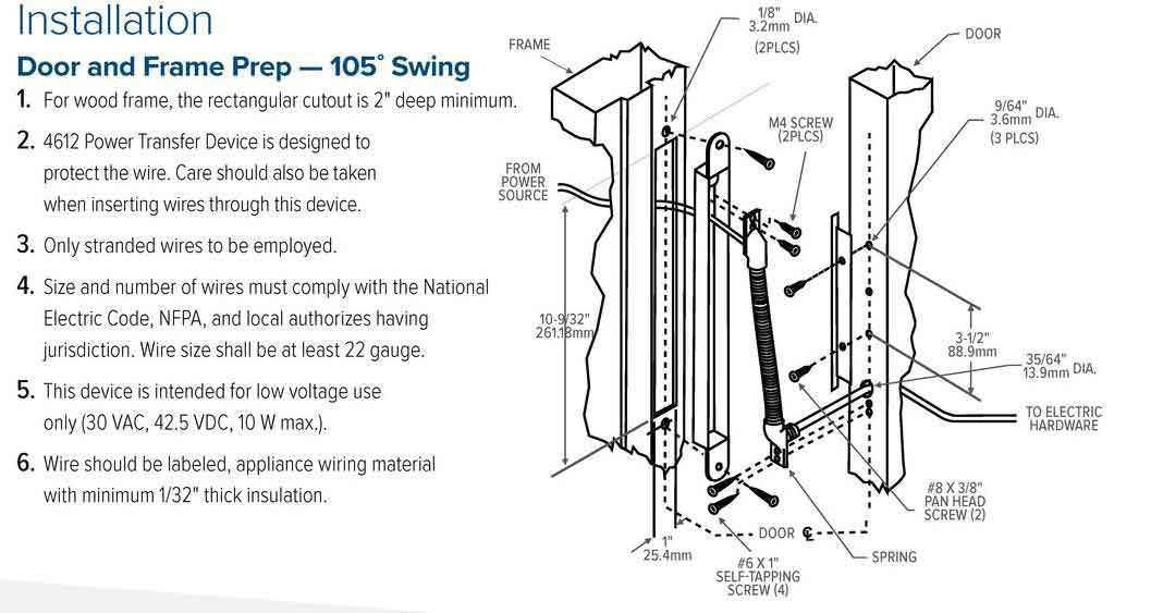 Adams Rite - 4612 Power Transfer Device for Electrical Wiring - 180° Swing