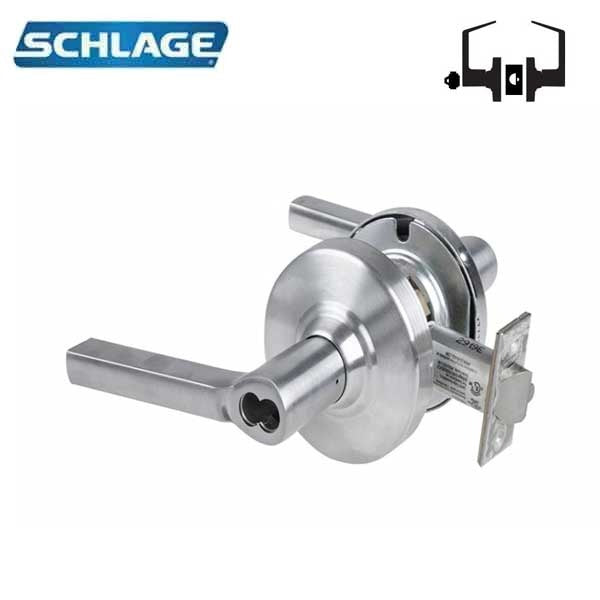 Schlage - ND70BD - Commercial Lever Set - Classroom Lock - Less SFIC - Satin Chrome - Optional Levers - Fire Rated - Grade 1