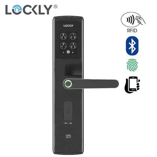 Lockly Pro - PGD829AFMB - Quote Series - Secure Lux - Mortise Smart Lock - Fingerprint Reader - RFID Card - Bluetooth - Matte Black