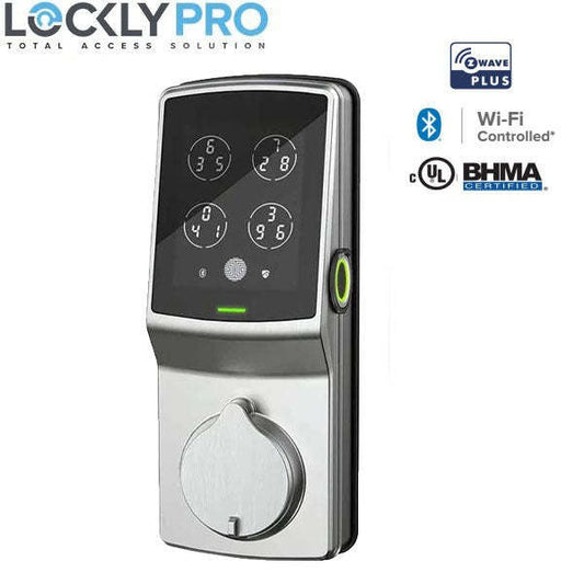 Lockly Guard - DEADBOLT 728WZ - Z-Wave Edition Smart Lock- Keypad-Fingerprint Biometric- Wi-Fi-Bluetooth App Controlled - Includes Wi-Fi Hub - Satin Nickel