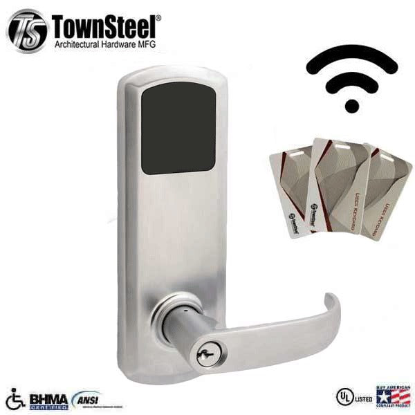 TownSteel - E-Genius 5000 - Interconnected Electronic Touch Keypad Lock - Entry - RFID & Wi-Fi - 4" - On Center - Right Handed - Optional Backset - Satin Chrome - Grade 1