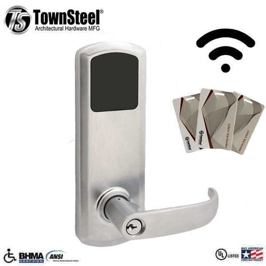 TownSteel - E-Genius 5000 - Interconnected Electronic Touch Keypad Lock - Entry - RFID & Wi-Fi - 4" - On Center - Right Handed - Optional Backset - Satin Chrome - Grade 1