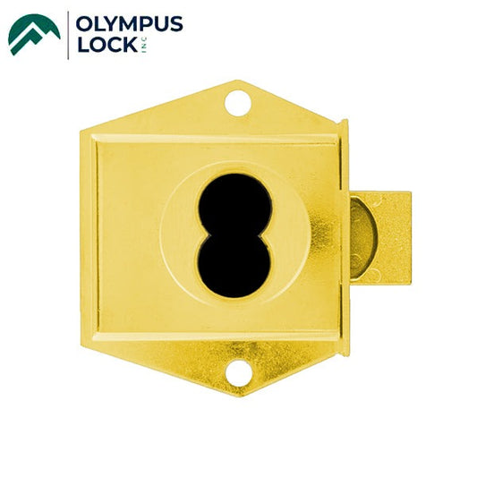 Olympus - 725M - IC Core Mortise Deadbolt Cabinet Door Lock - BEST SFIC - 1-1/16" to Cylinder Length - Standard Length Bolt - Polished Brass - Optional Handing - Grade 1