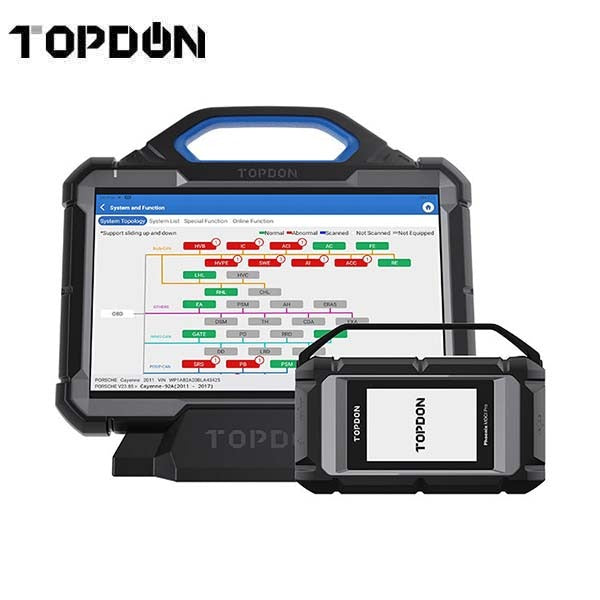 TOPDON - Phoenix Max Heavy Duty Kit - Advanced-Level Professional Diagnostic Tool with Scope, Heavy Duty Cables and One Year Of Heavy Duty Updates