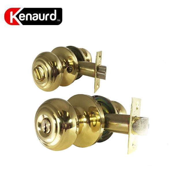 Premium Knob Set Lock- Entrance - PB - Polished Brass - Retail Packaging - SC1 - Grade 3