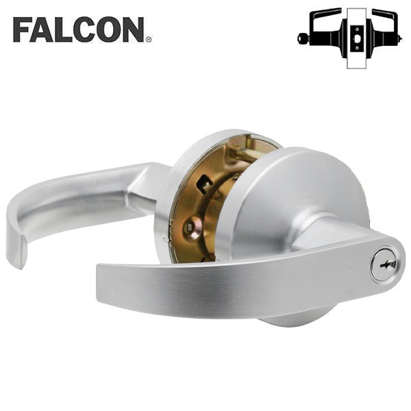 Falcon - K511CP6D - Push-Turnbutton Keyed Cylindrical Lock - Dane Lever - Entry/Office - 2 3/4" Backset - Satin Chrome - Grade 2