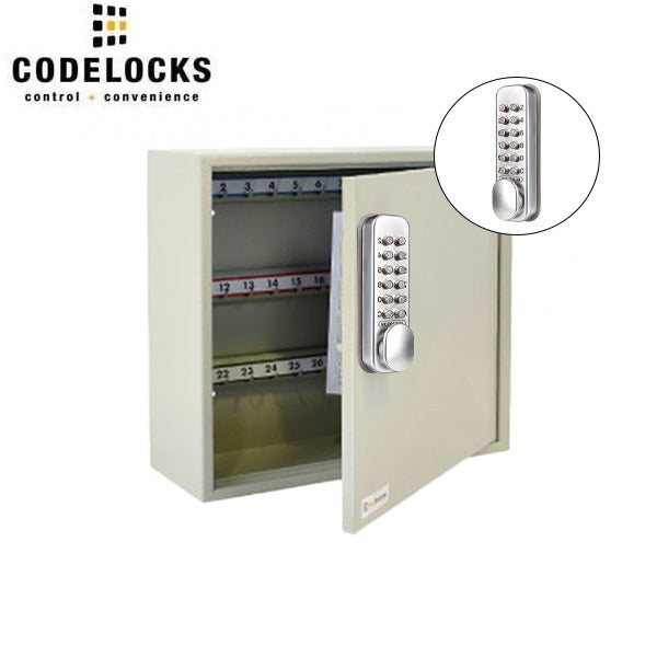 CodeLocks - Key Secure Hook Padlock Cabinet w/ CL160 - Mechanical Lock - Tubular Mortise Latch - Hold Back Feature - QuickCode - Optional Storage