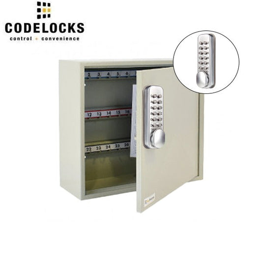 CodeLocks - Key Secure Hook Padlock Cabinet w/ CL160 - Mechanical Lock - Tubular Mortise Latch - Hold Back Feature - QuickCode - Optional Storage