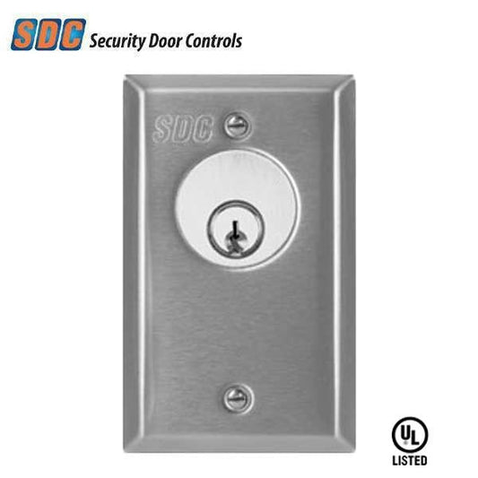 SDC - 701U - Single Gang Key Switch - Tamper Resistant - 20 Gauge Face Plate - 630 - Dull Stainless Steel
