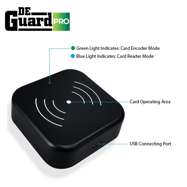 DeGuard Pro - Premium RFID Card Reader and Encoder for TTHotel System - 13.56 MHz - Black