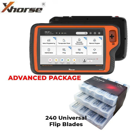 Xhorse / GTL - VVDI Key Tool PLUS Tablet - All In One Key Tool - ADVANCED PACKAGE + Multi-Function Key Flip Blade Set for Xhorse & KEYDIY Remotes (240 Flip Blades)
