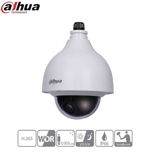 Dahua / IP / 2MP / Network PTZ Dome Camera / Motorized Varifocal / Starlight / 12x Zoom / 5.3-64mm Lens / WDR / IP66 / IK10 / DH-40212TNI