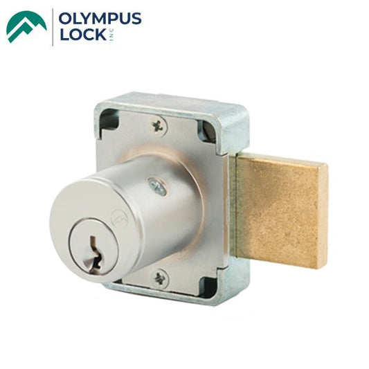 Olympus - 100M - Cabinet Door Deadbolt Lock - N Series National - MRI Series - Standard Bolt - Key Retaining - 26D - Satin Chrome - Optional Keying - Grade 1