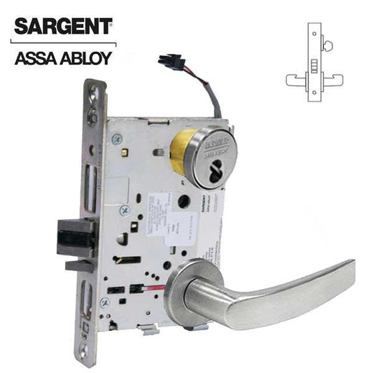 Sargent - 8271 - Electrified Mortise Lock - LN Rose / Optional Levers - Fail Secure - 1-3/4" Frame - 24VDC - SFIC - Satin Chrome - Grade 1