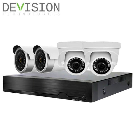 Devision / HDCVI DVR Kit / 4 Channels / 5MN XVR / 1TB HDD / 2 x 4MP Eyeball Cameras + 2 x 4MP Bullet Cameras w/ 4mm Lens / DVA-XD2504-4441