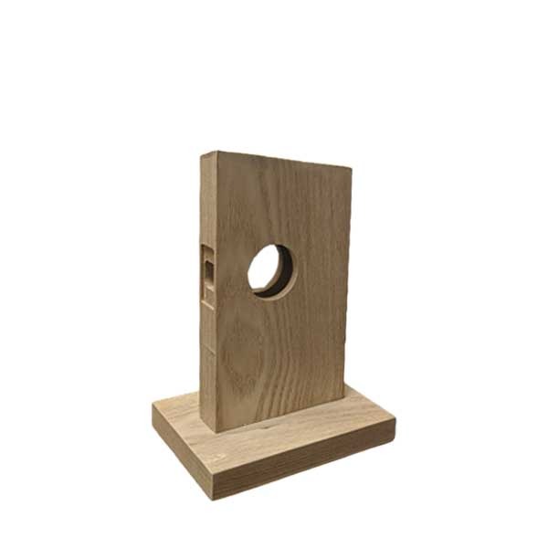 Lock Display with 1 Hole - Natural Wood - Short