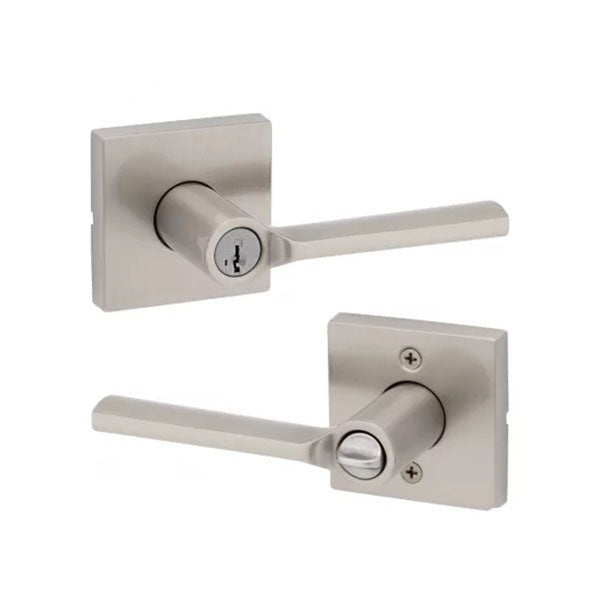 Kwikset - Lisbon Lever Set - Square Rose - Optional Finish - Keyed - SmartKey Technology Grade 2
