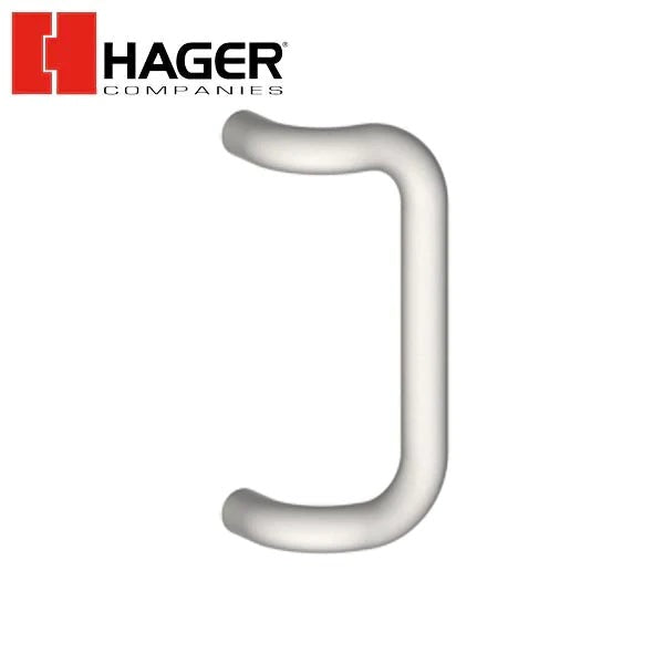 Hager - 12J - 90° Offset Pull - Round - Satin Stainless Steel