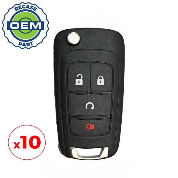 10 x 2013-2024 GM / 4-Button Flip Key / PN: 13585814 / AVL-B01T1AC (OEM Recase)